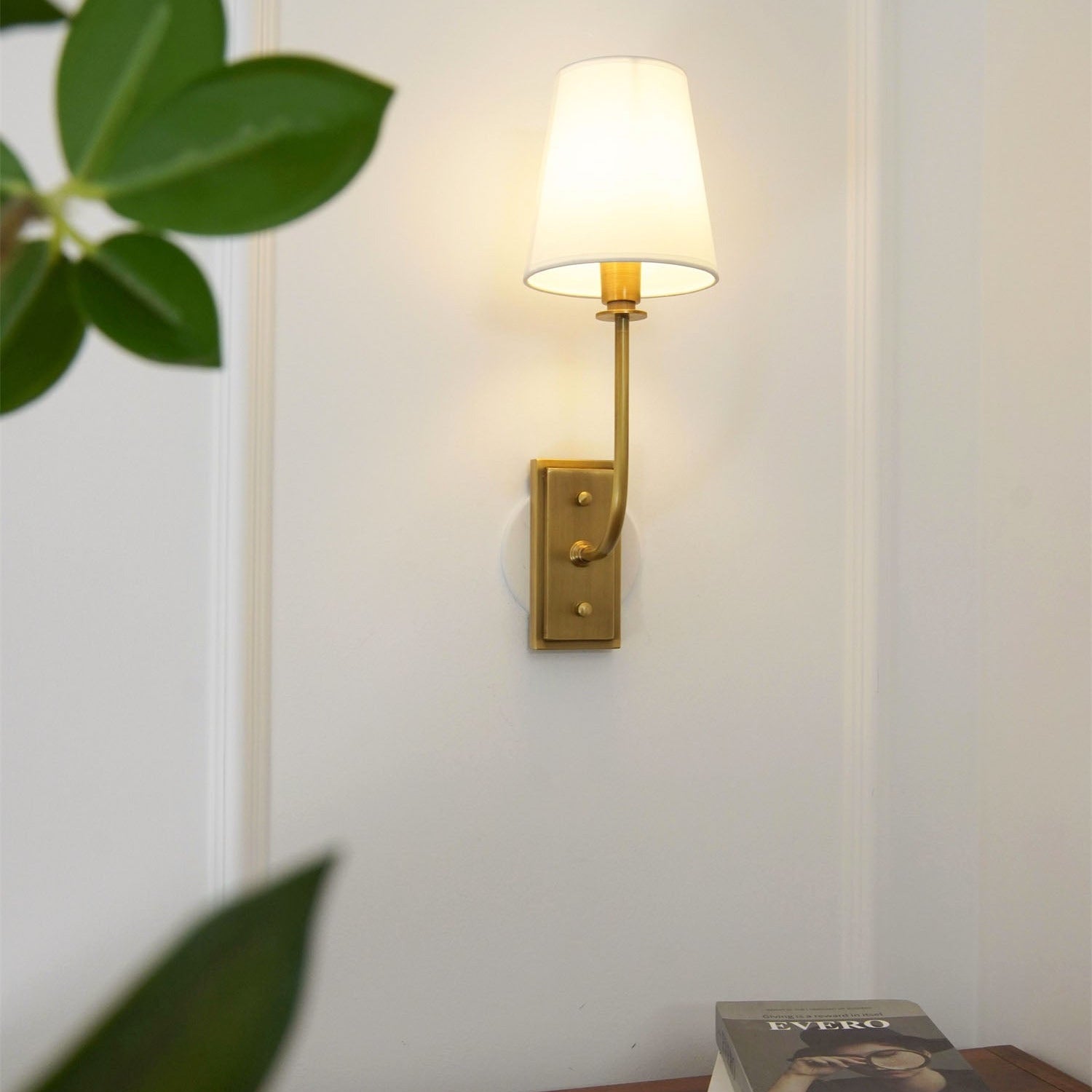Wall Lamp Brass Fabric Shade E12 Indoor Bedroom Living Room Classic Sconce Lighting Fixture | Thomler