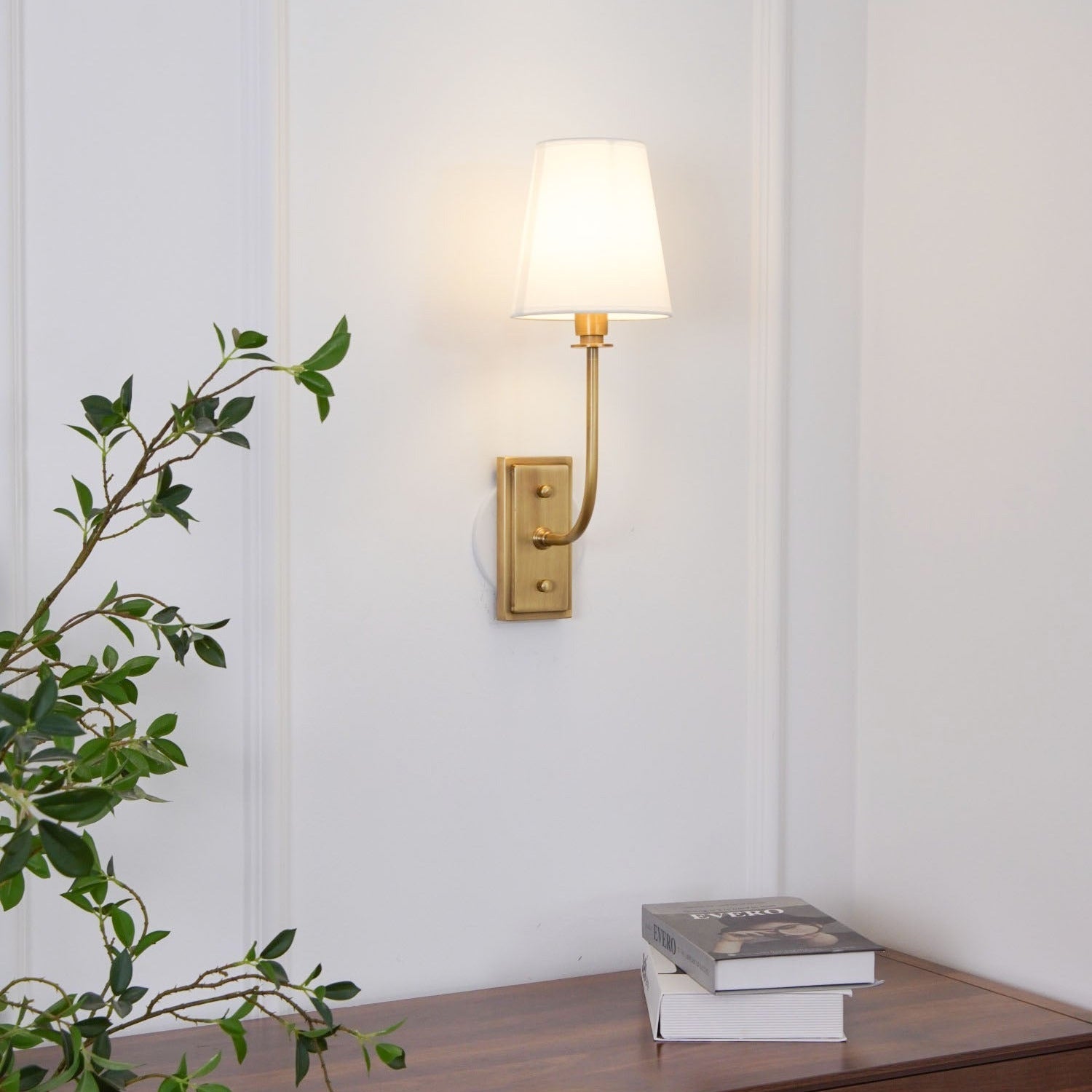 Wall Lamp Brass Fabric Shade E12 Indoor Bedroom Living Room Classic Sconce Lighting Fixture | Thomler