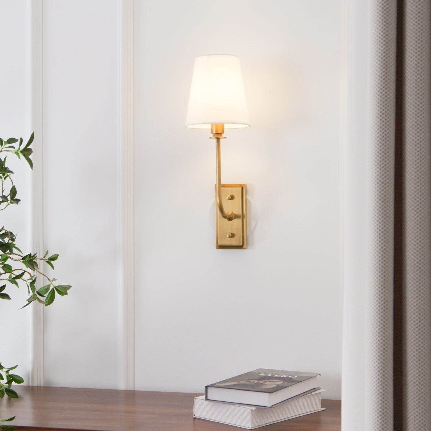 Wall Lamp Brass Fabric Shade E12 Indoor Bedroom Living Room Classic Sconce Lighting Fixture | Thomler