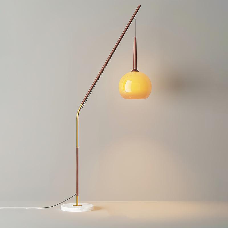 Arc Floor Lamp with Orange Glass Shade and Marble Base 66 in Tall for Living Room Bedroom Reading Corner Ambient Lighting Decor Side Lamp | Thomler