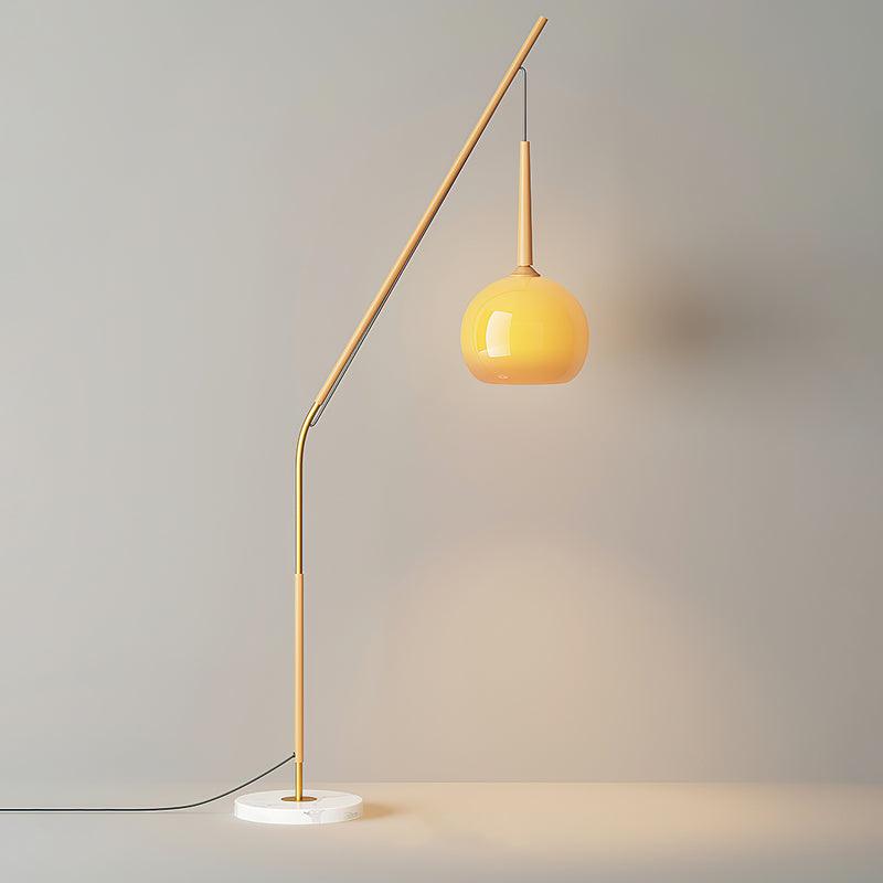 Arc Floor Lamp with Orange Glass Shade and Marble Base 66 in Tall for Living Room Bedroom Reading Corner Ambient Lighting Decor Side Lamp | Thomler