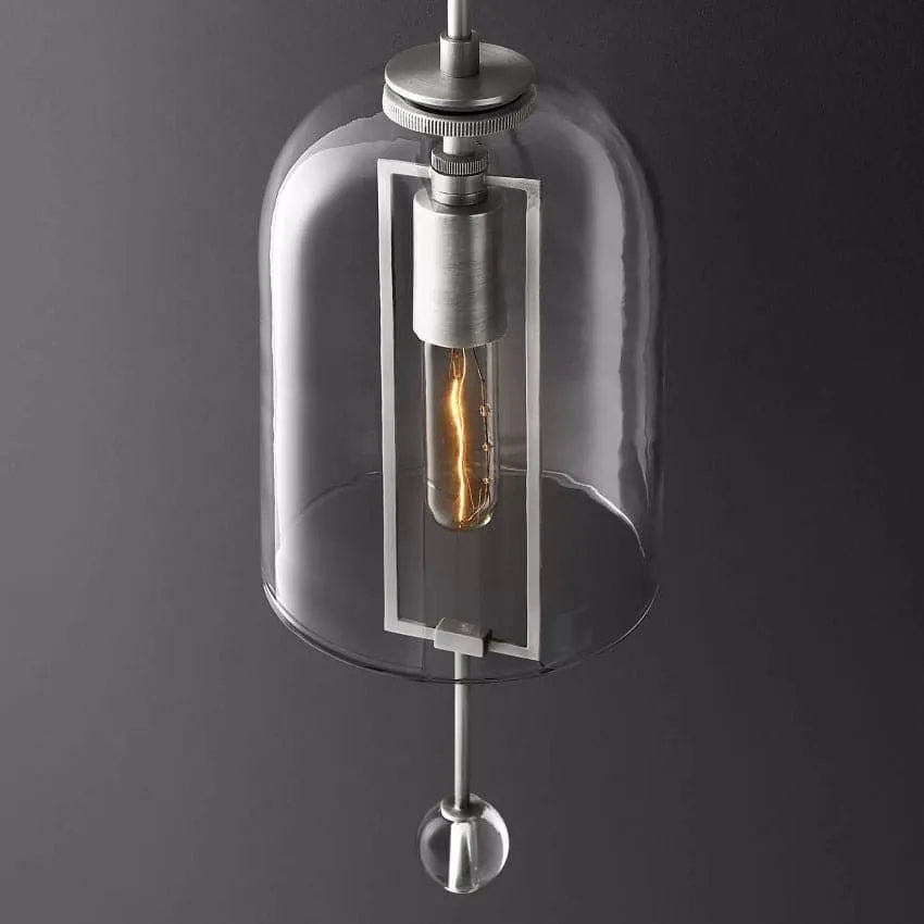 Modern Glass Globe Wall Light with Geometric Frame – Vintage Brass, Bronze & Satin Nickel – 23 or 29 Inch Height – Sculptural Sconce for | Thomler