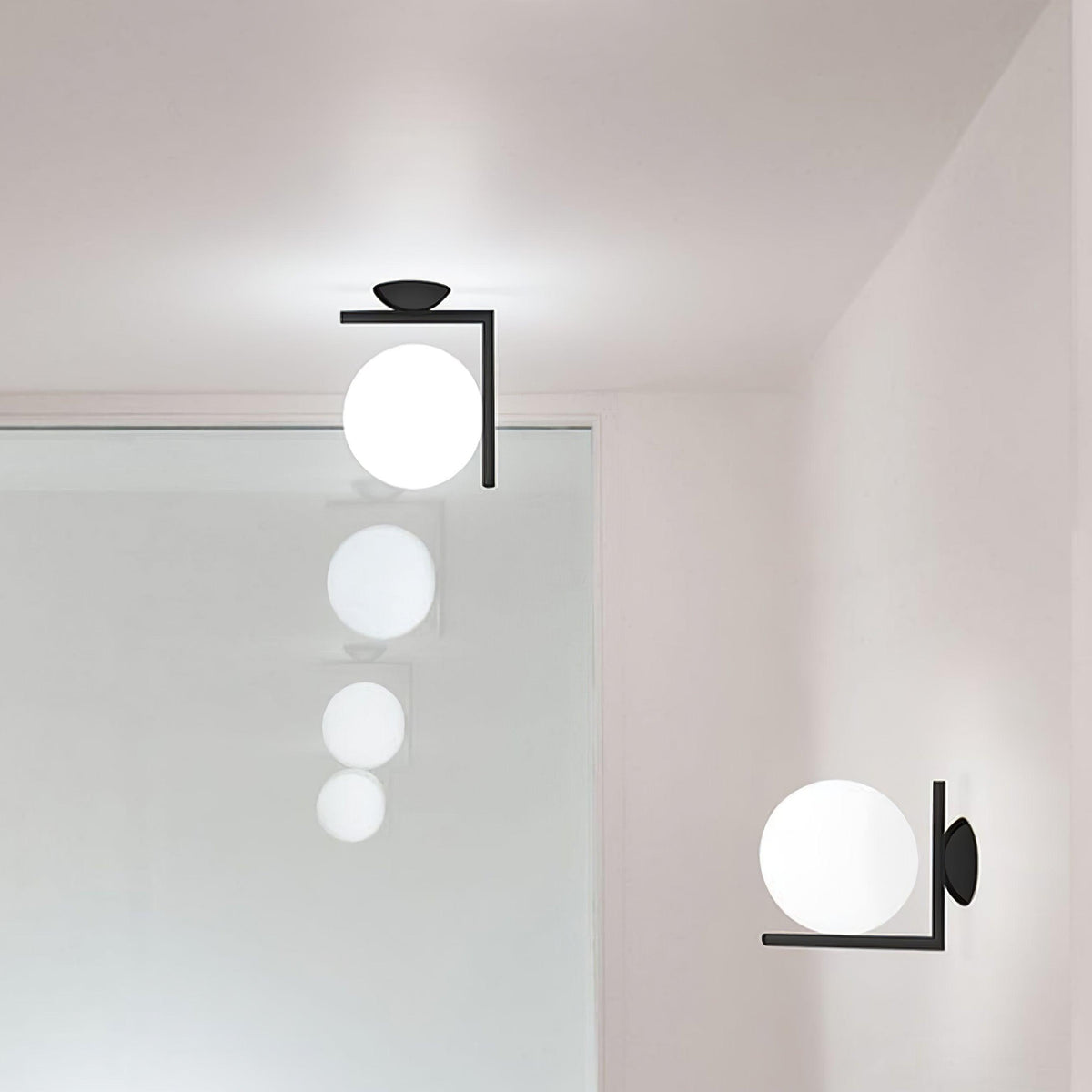 Handblown Opal Glass Wall Sconce – Modern Minimalist Wall Light Fixture with Metal Base | Thomler