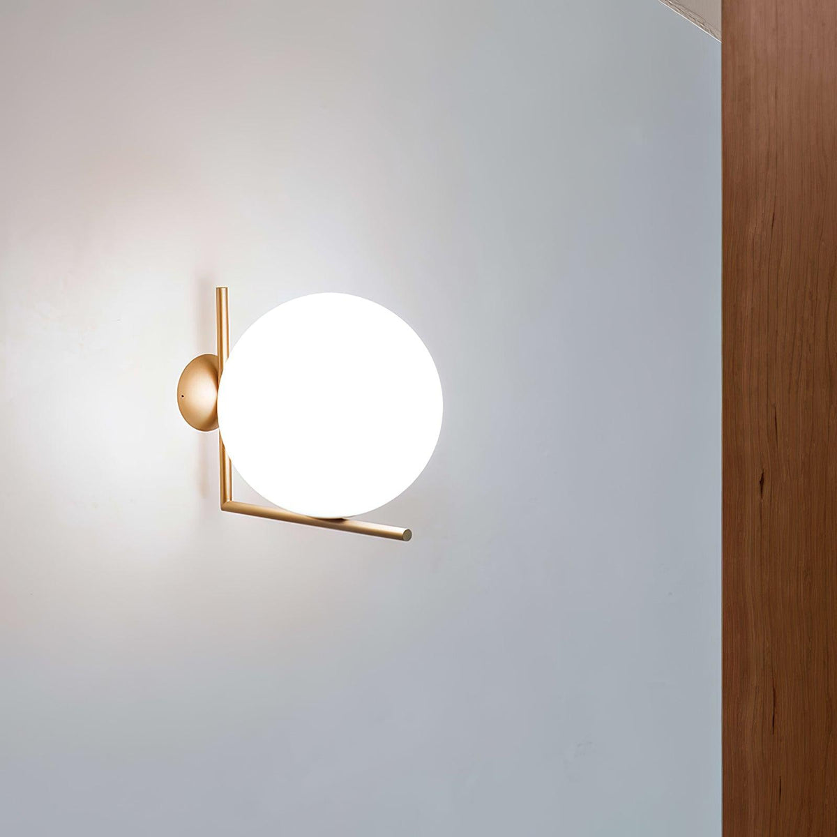 Handblown Opal Glass Wall Sconce – Modern Minimalist Wall Light Fixture with Metal Base | Thomler