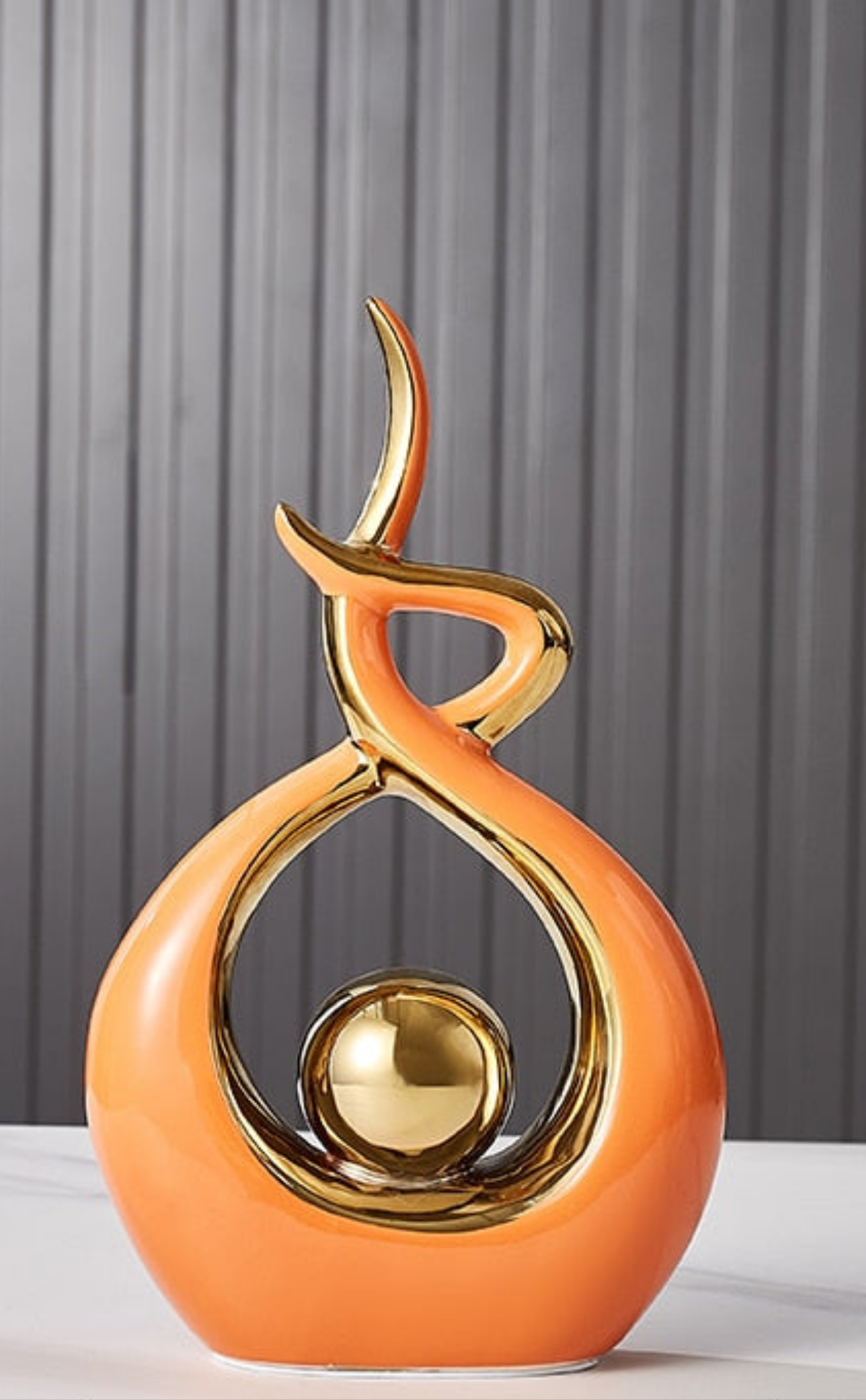Decorative Sculpture Ceramic 31.0 cm Green Gold Modern Living Room Abstract Art Ornament Table Cabinet Decor | Thomler