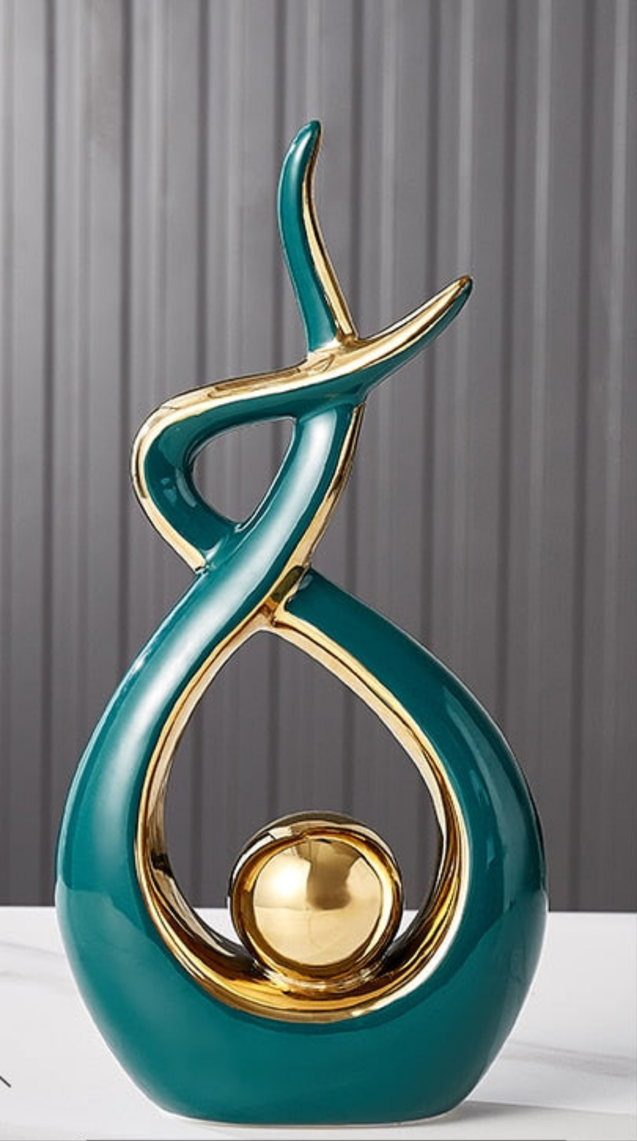 Decorative Sculpture Ceramic 31.0 cm Green Gold Modern Living Room Abstract Art Ornament Table Cabinet Decor | Thomler