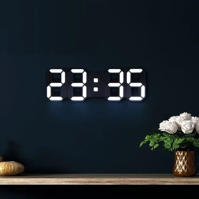 3D LED Digital Wall Clock with Adjustable Brightness | Modern Minimalist Display for Living Room, Bedroom & Office | USB Powered Time Piece | Thomler