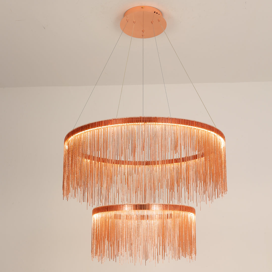 Waterfall Chain LED Chandelier Modern Metal Statement Light for Dining Room & Bedroom | Thomler