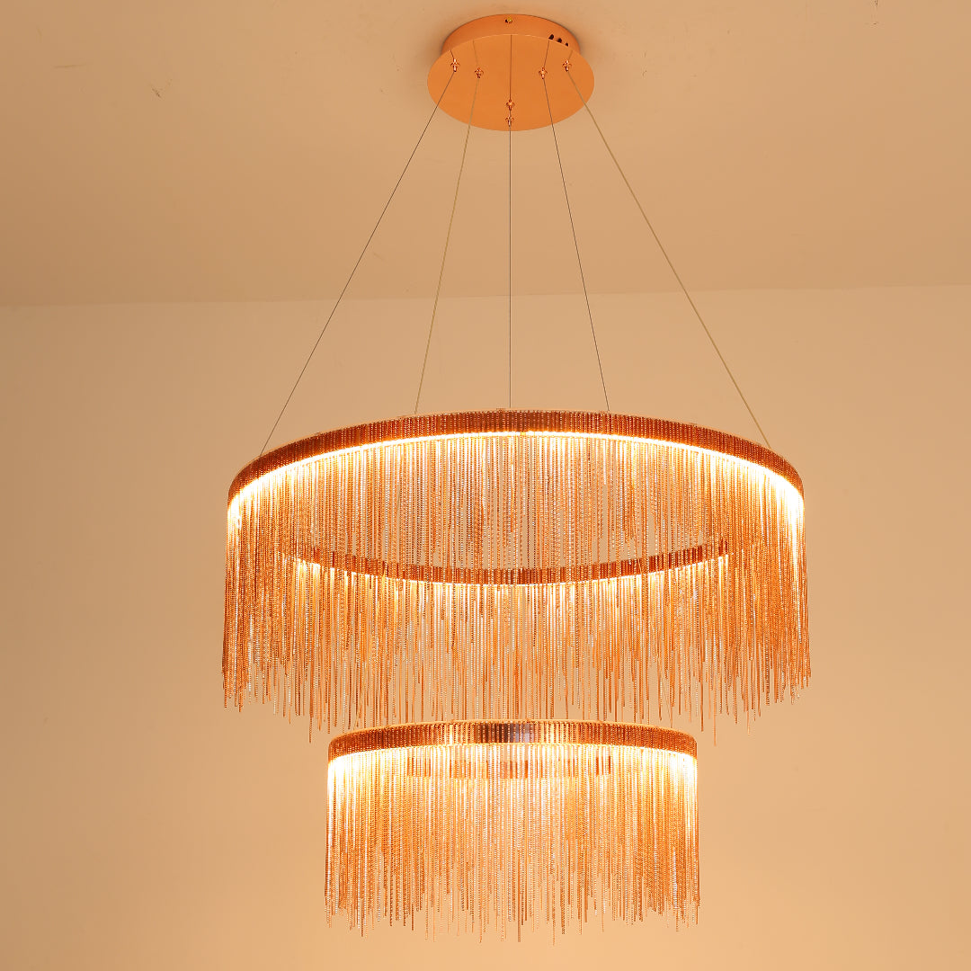 Waterfall Chain LED Chandelier Modern Metal Statement Light for Dining Room & Bedroom | Thomler