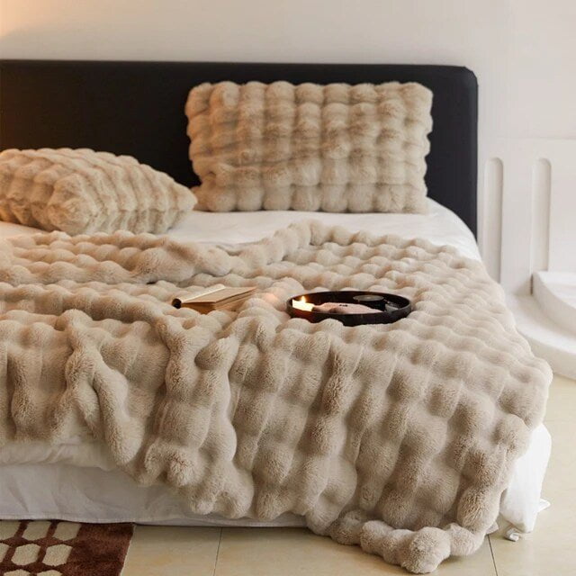 Plush Faux Fur Throw Blanket with Silky Soft Texture for Couch, Bed & Living Room Decor in Multiple Colors | Thomler