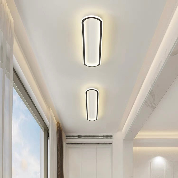 Ceiling Light Integrated LED Elongated Black White Hallway Bedroom Modern Flush Mount Fixture | Thomler