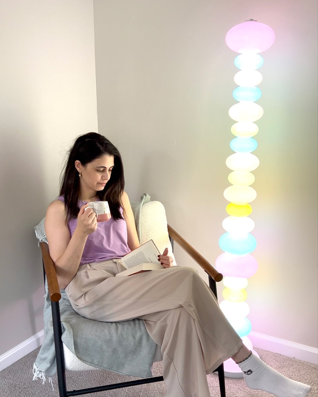 Floor Lamp Acrylic Candy Column 63 in Decorative Living Room Bedroom Lighting Accent | Thomler
