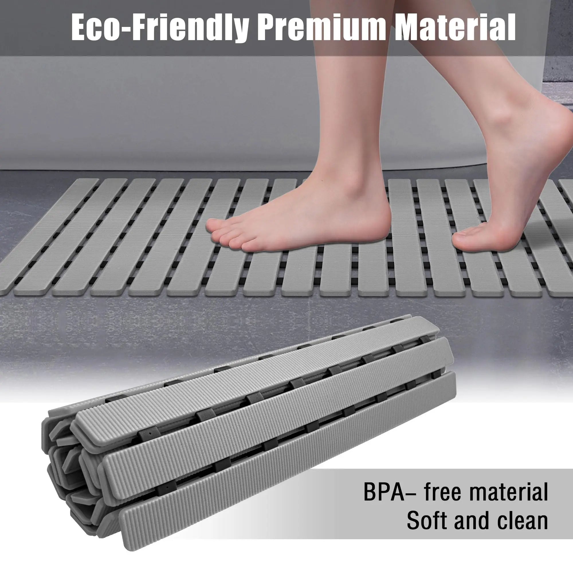 Textured Silicone Shower Mat with Suction Grip | Anti-Slip Bathroom Floor Cover for Tubs and Stalls | Drainage Design for Safety | Thomler