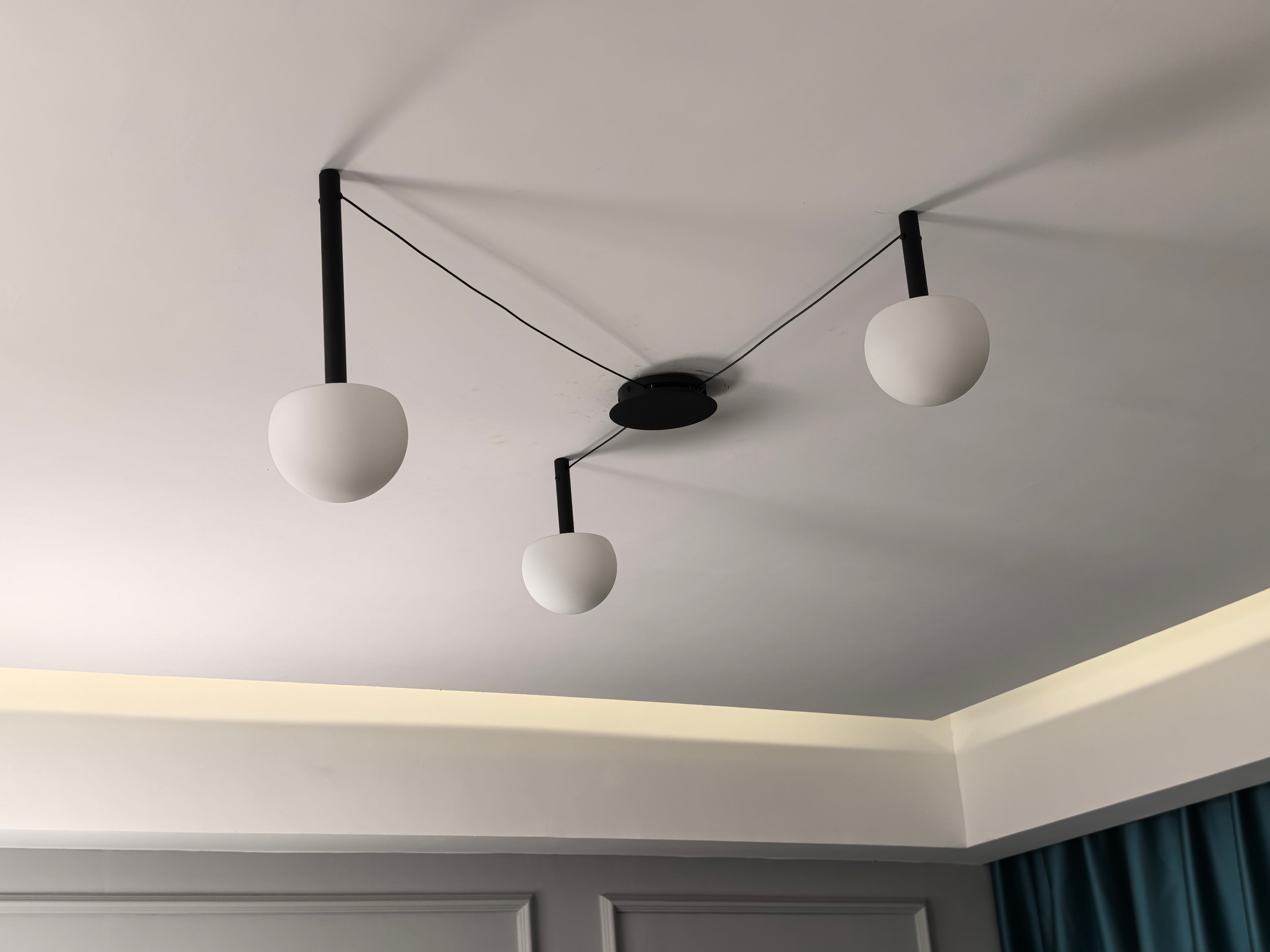 Ceiling Lamp Metal Glass Adjustable 120.0 cm White Living Room Bedroom Frosted Globe Pendant Lighting Modern Scandinavian Fixture | Thomler