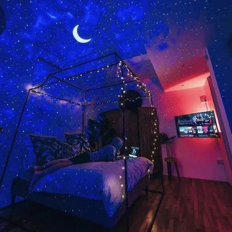 Galaxy Projector ABS Plastic 5 in Home Bedroom Ceiling Night Light 21 Colors Bluetooth Music Remote Controlled Ambiance Lamp | Thomler