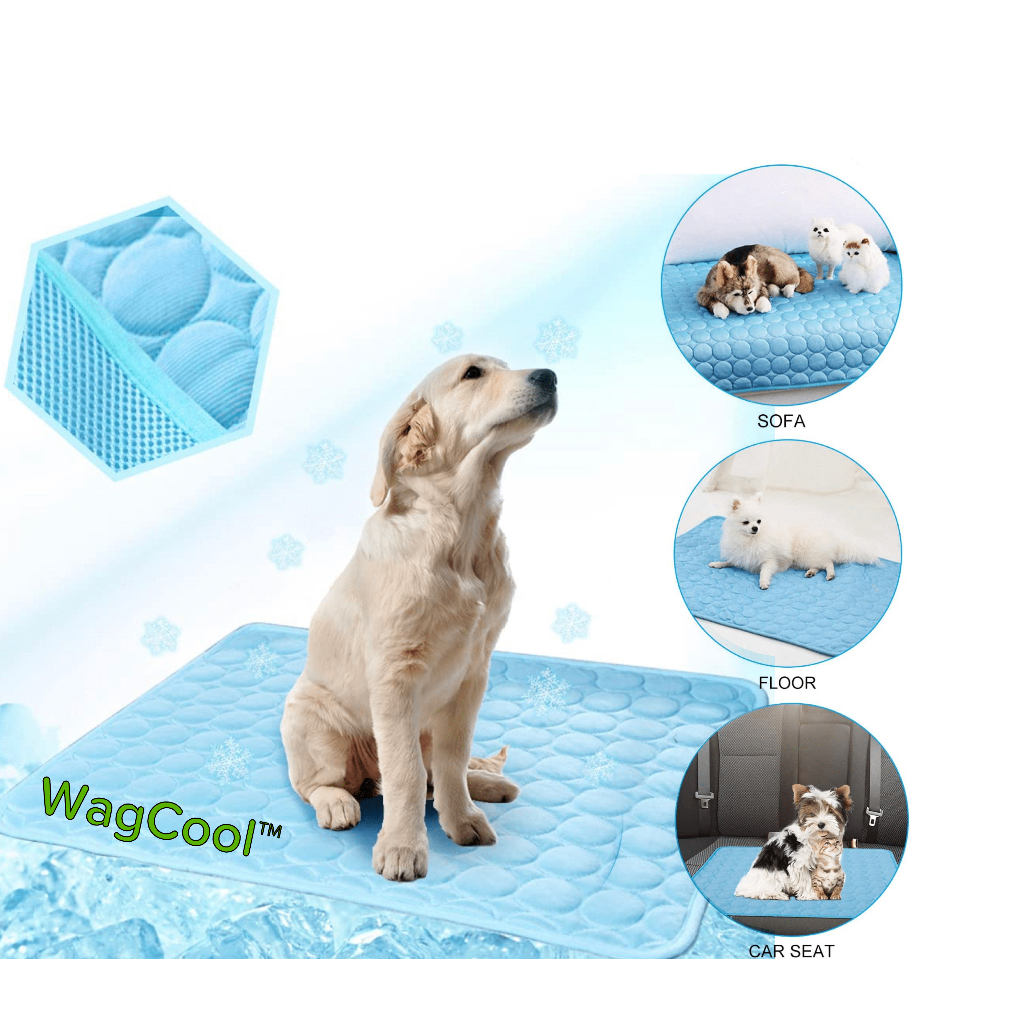 Self-Cooling Pet Mat for Dogs & Cats – Pressure-Activated Ice Silk, Machine Washable, Lightweight & Portable for Summer Heat Relief | Thomler