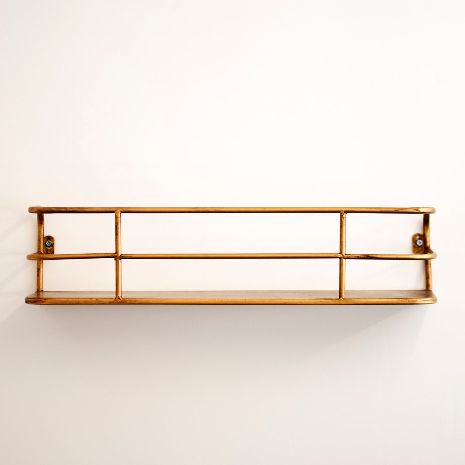 Wall Shelf Metal 55.0 cm Brushed Brass Living Room Storage Display Rack Industrial Wire Frame Wall Mounted Organiser | Thomler