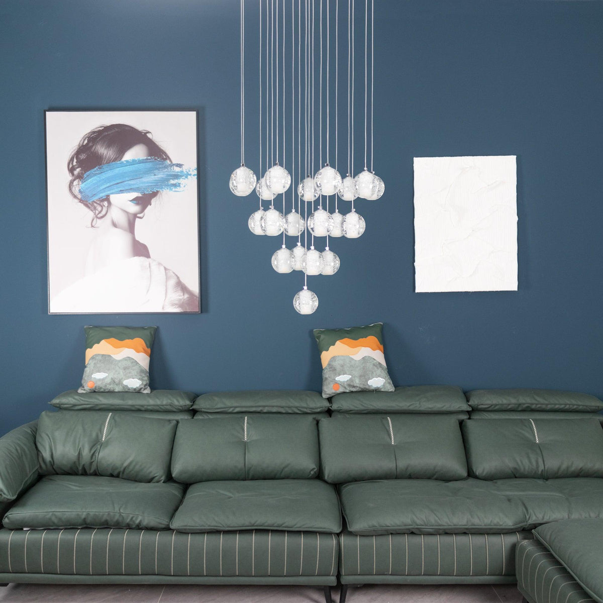 Spherical Glass Globe Multi-Drop Hanging Fixture – Adjustable Stairwell & Entryway Chandelier with Chrome Hardware | Thomler