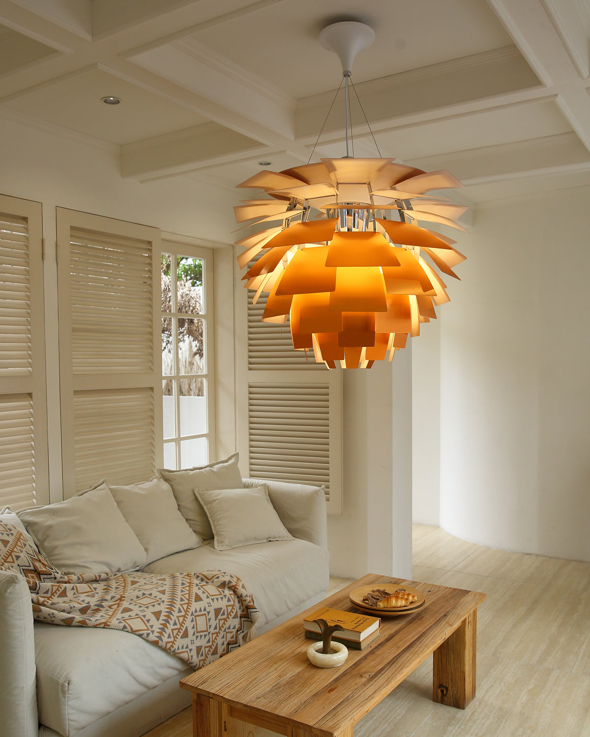 Pendant Light Metal 48.0 cm 18.9" Warm White Dining Room Adjustable Hanging Ceiling Lamp Pinecone Style E27 | Thomler