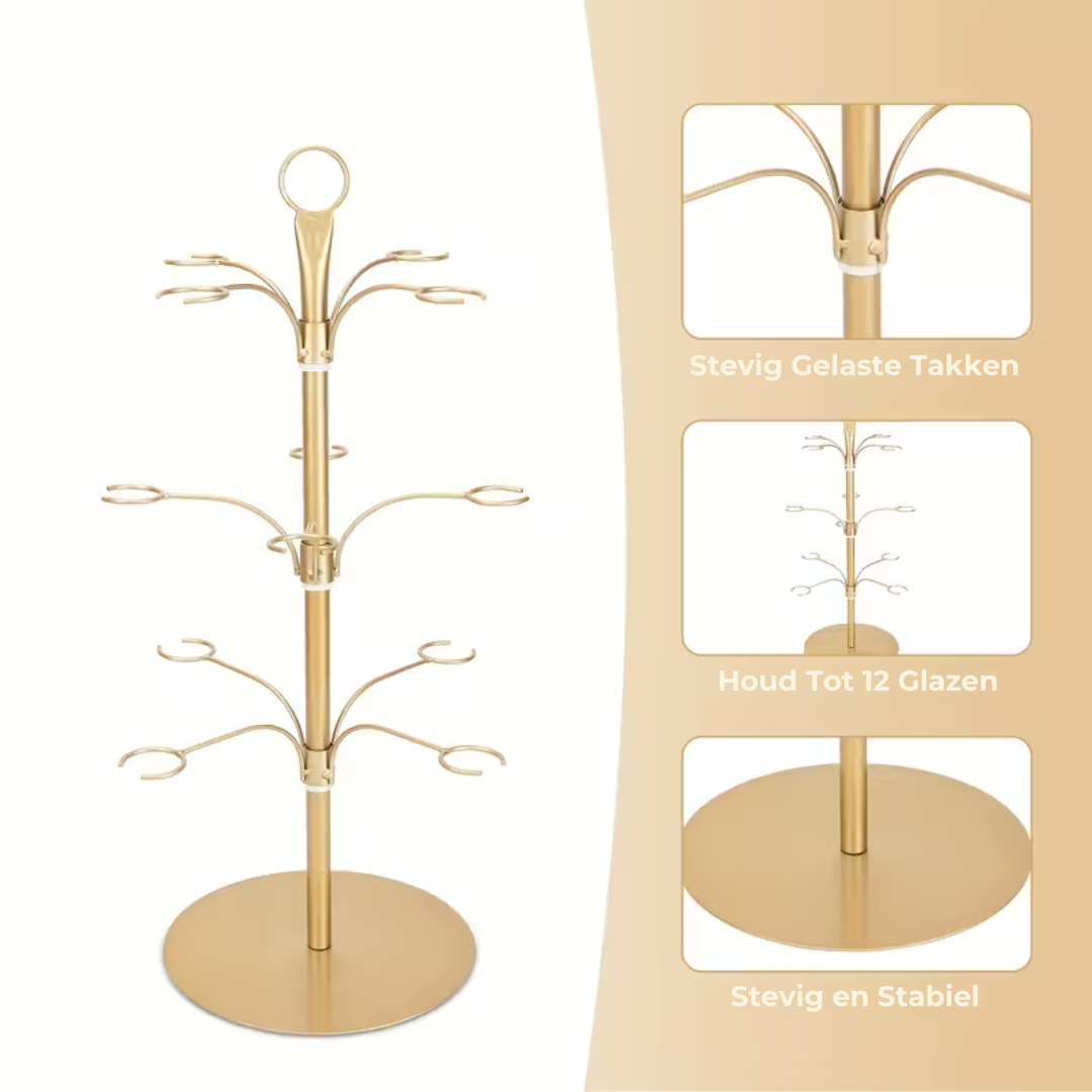 3-Tier Metal Stemware Display Stand – Holds 12 Glasses for Parties & Celebrations | Thomler