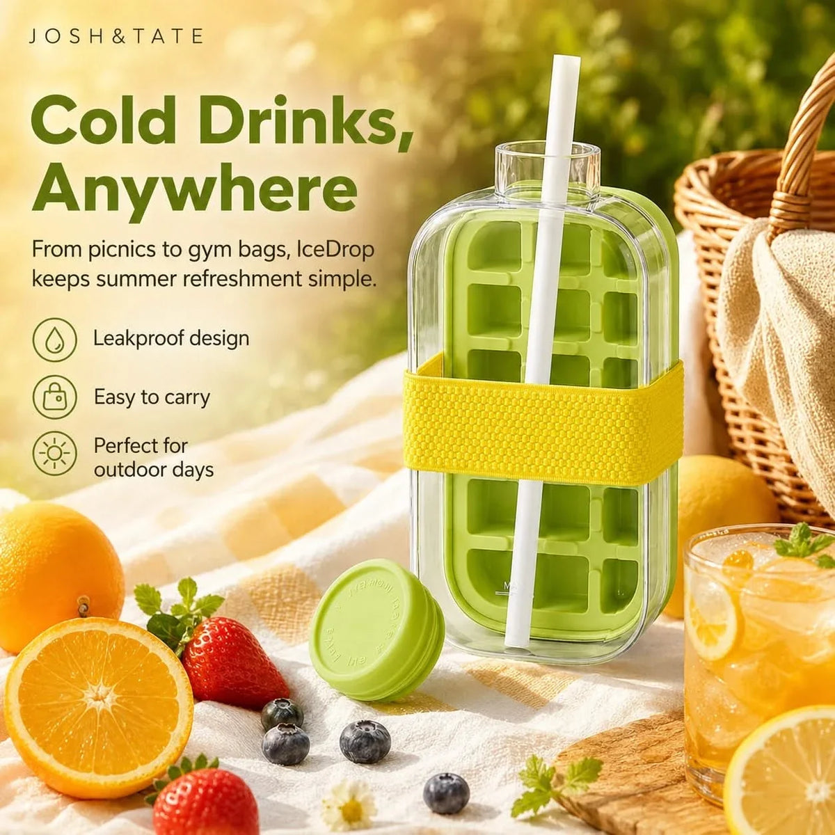 Freezer-Bottle Combo with Pour Spout – Silicone Ice Maker and Insulated Drinkware for Smoothies, Cold Beverages & Home Hydration | Thomler