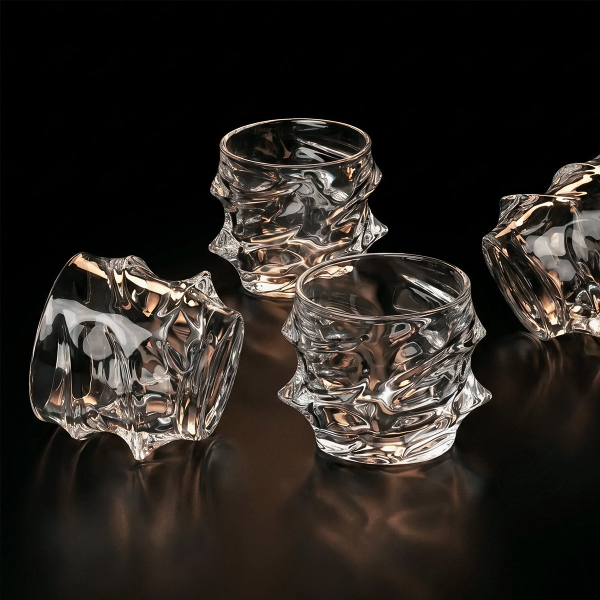 Textured Crystal Whiskey Tumbler Set – Premium Handmade Glassware for Bourbon & Scotch | Thomler