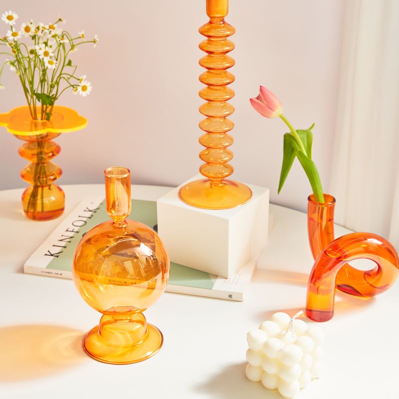 Glass Vase Borosilicate Glass 13.0 cm Coloured Loop Design Table Windowsill Hydroponic Decorative Flower Vase | Thomler
