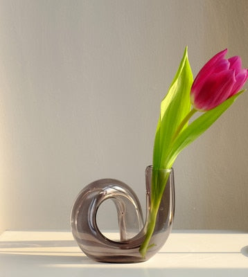 Glass Vase Borosilicate Glass 13.0 cm Coloured Loop Design Table Windowsill Hydroponic Decorative Flower Vase | Thomler