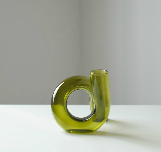 Glass Vase Borosilicate Glass 13.0 cm Coloured Loop Design Table Windowsill Hydroponic Decorative Flower Vase | Thomler