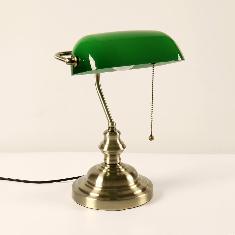 Vintage Desk Lamp with Colored Glass Shade & Metal Frame for Bedside | Thomler