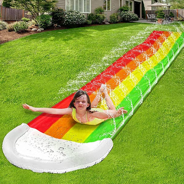 Backyard Water Slide with Built-In Sprinkler System for Kids & Adults | Summer Lawn Fun Slip-N-Slide Rainbow | Thomler
