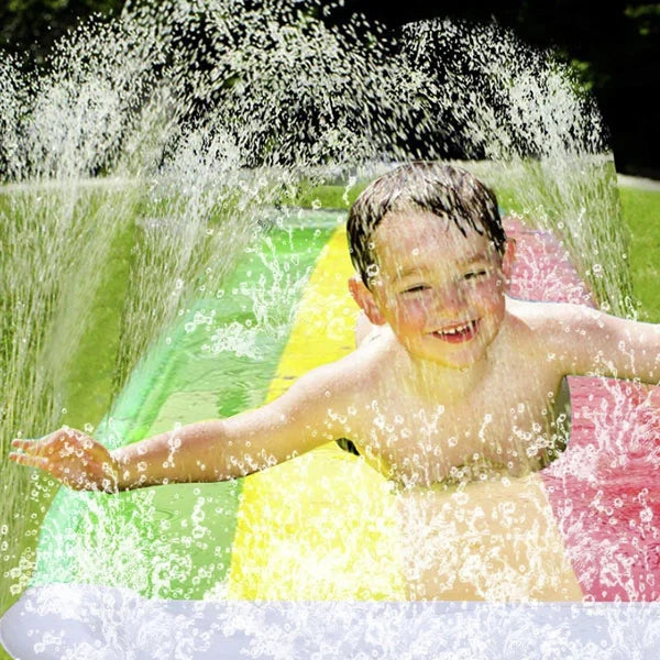 Backyard Water Slide with Built-In Sprinkler System for Kids & Adults | Summer Lawn Fun Slip-N-Slide Rainbow | Thomler