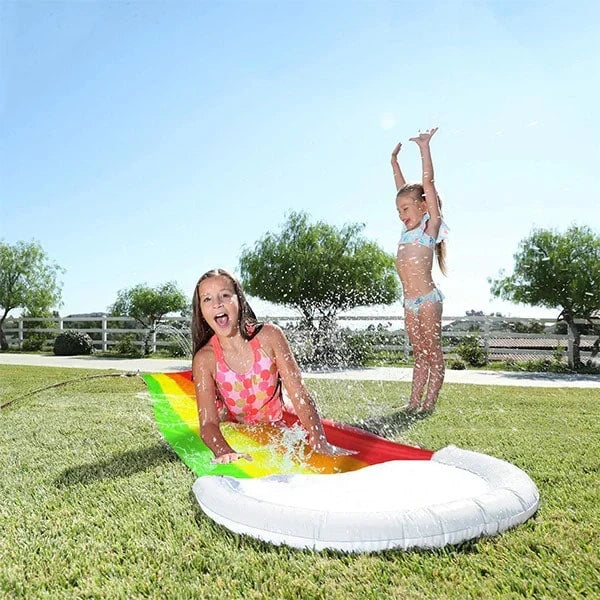 Backyard Water Slide with Built-In Sprinkler System for Kids & Adults | Summer Lawn Fun Slip-N-Slide Rainbow | Thomler