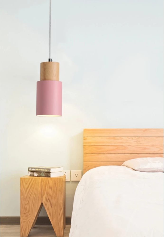 Pendant Light Wood Iron E27 18.0 cm Scandinavian Dining Room Kitchen Island Hanging Ceiling Lamp | Thomler