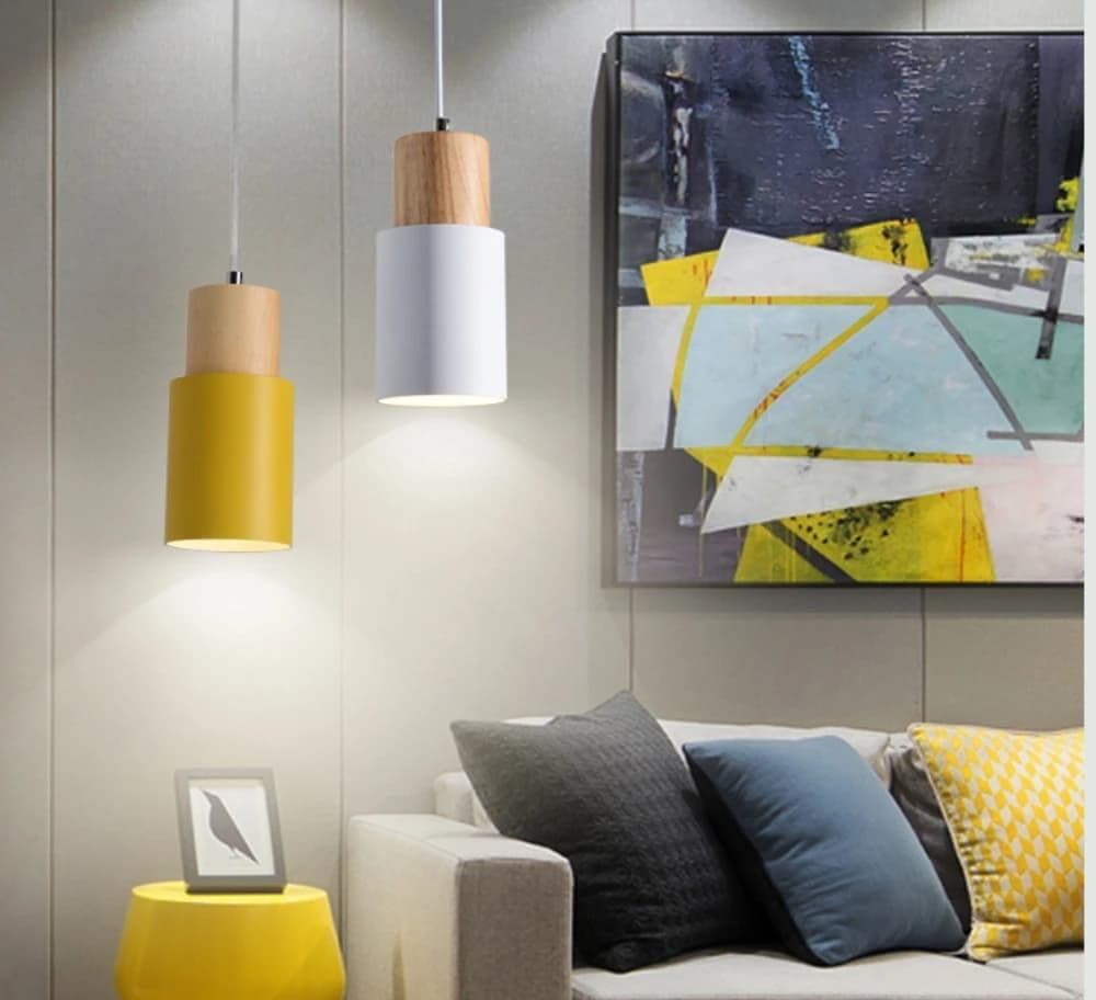 Pendant Light Wood Iron E27 18.0 cm Scandinavian Dining Room Kitchen Island Hanging Ceiling Lamp | Thomler