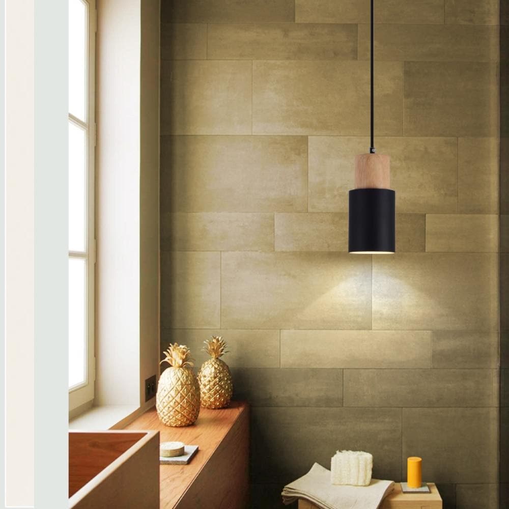 Pendant Light Wood Iron E27 18.0 cm Scandinavian Dining Room Kitchen Island Hanging Ceiling Lamp | Thomler