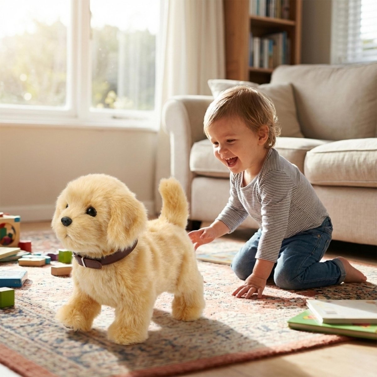 Electronic Plush Dog Toy with Motion & Sound for Kids | Realistic Pet Simulator for Toddlers & Young Children | Thomler
