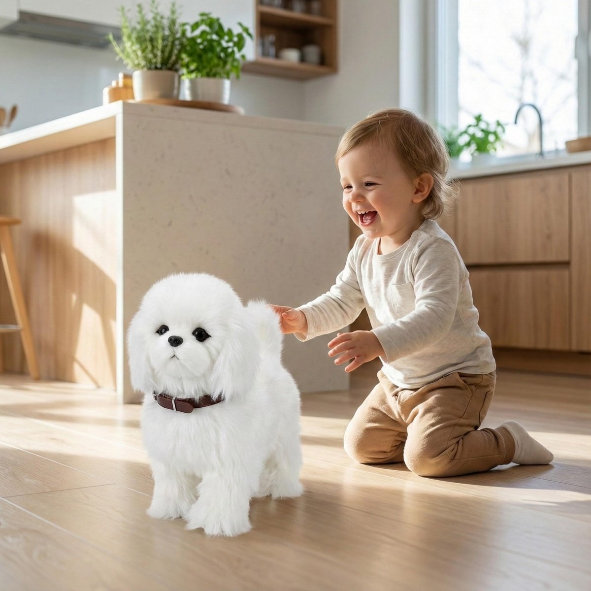 Electronic Plush Dog Toy with Motion & Sound for Kids | Realistic Pet Simulator for Toddlers & Young Children | Thomler