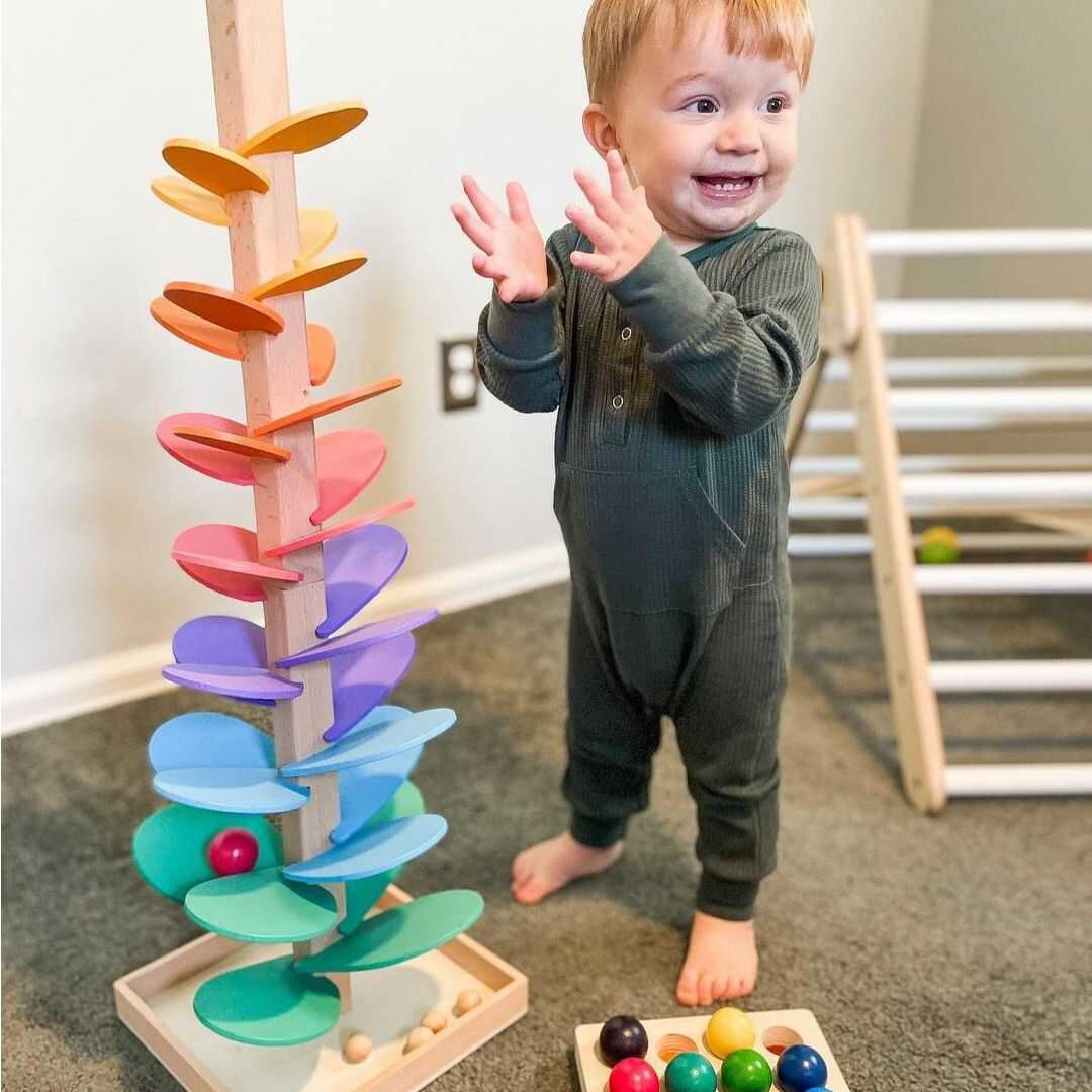 Musical Ball Drop Tower Toy for Toddlers | Sensory Development Activity with Colorful Rolling Tracks | Safe Wooden Learning Game for Early | Thomler