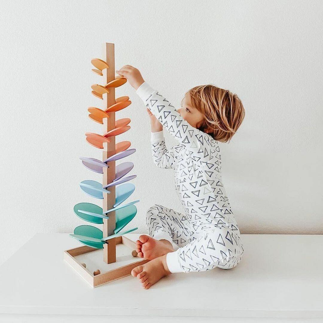 Musical Ball Drop Tower Toy for Toddlers | Sensory Development Activity with Colorful Rolling Tracks | Safe Wooden Learning Game for Early | Thomler