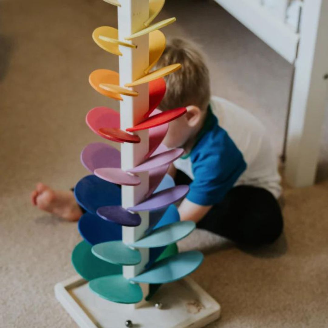 Musical Ball Drop Tower Toy for Toddlers | Sensory Development Activity with Colorful Rolling Tracks | Safe Wooden Learning Game for Early | Thomler