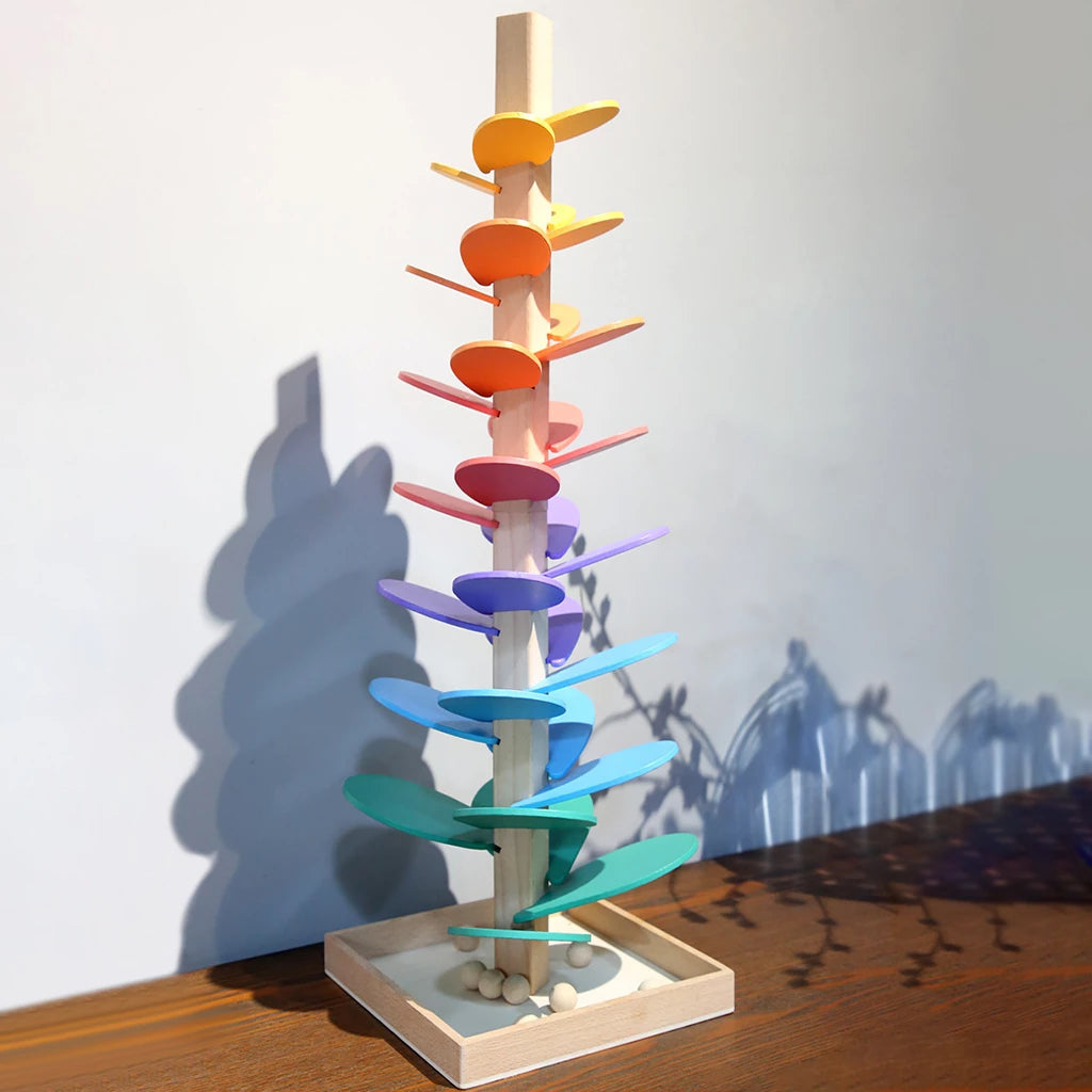 Musical Ball Drop Tower Toy for Toddlers | Sensory Development Activity with Colorful Rolling Tracks | Safe Wooden Learning Game for Early | Thomler