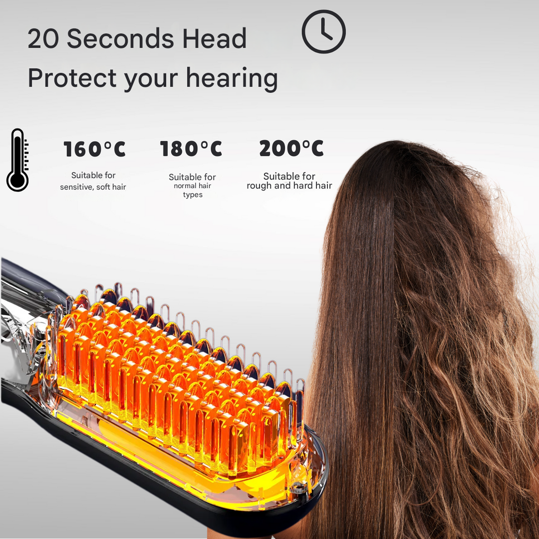 Cordless Hair Styling Brush for Straightening & Curling — Rechargeable Heat Tool for All Hair Types, Travel-Size Ceramic Smoothing Iron | Thomler