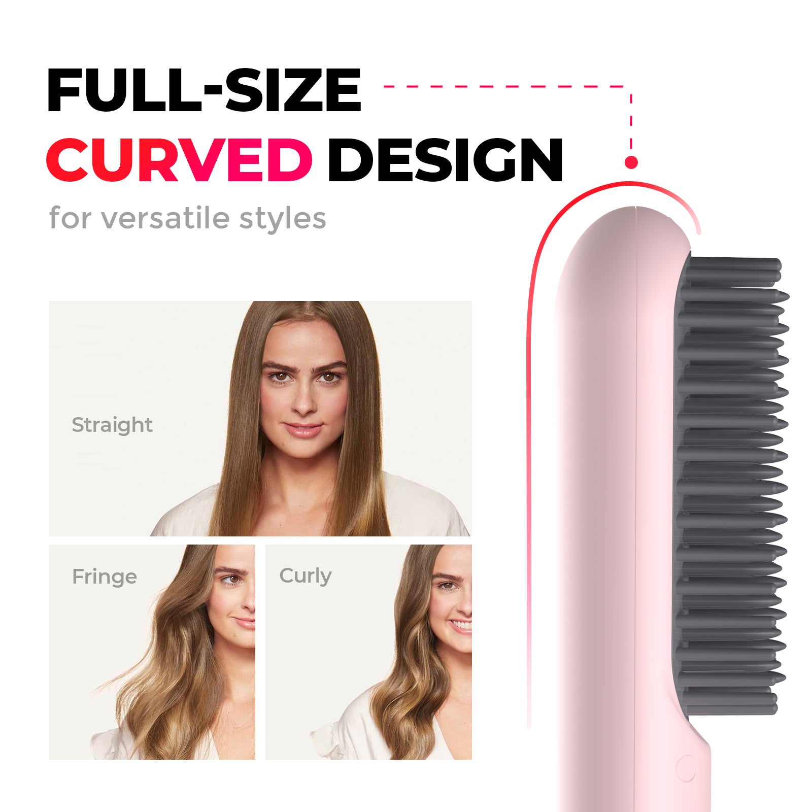 Cordless Hair Styling Brush for Straightening & Curling — Rechargeable Heat Tool for All Hair Types, Travel-Size Ceramic Smoothing Iron | Thomler