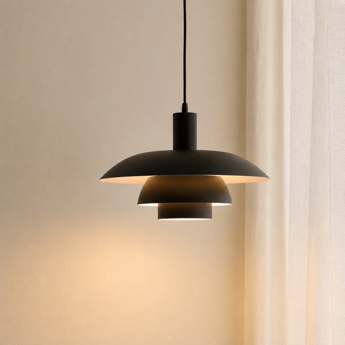 Scandinavian Metal Pendant Light with Integrated LED – Dimmable Ceiling Fixture for Dining Room & Kitchen – 11.4 in or 15.4 in Diameter | Thomler