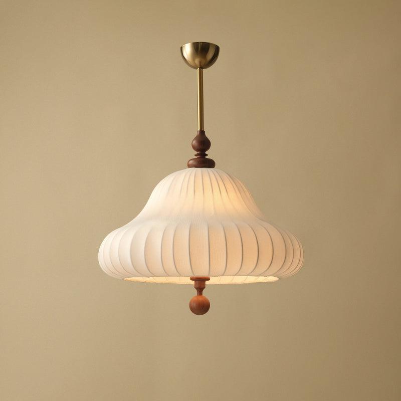 Adjustable Hanging Lamp with Layered Petal Shade Wood Metal Mixed Material 20 Inch Diameter for Dining Living Bedroom | Thomler
