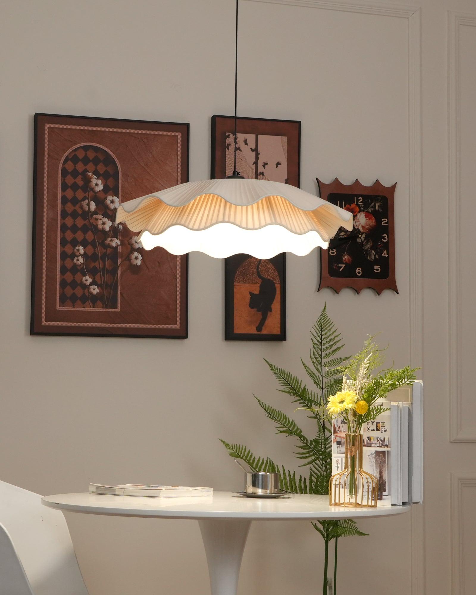 Pendant Light Brass 21.7 in Adjustable Ceiling Light Beige Black Living Room Dining Room Modern Minimalist Hanging Lamp | Thomler