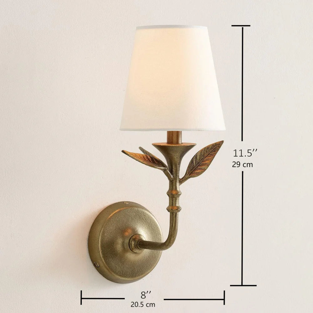 Wall Lamp Metal 8.1 in x 11.4 in Antique Brass White LED Bedroom Hallway Living Room Sconce Decorative Lighting | Thomler