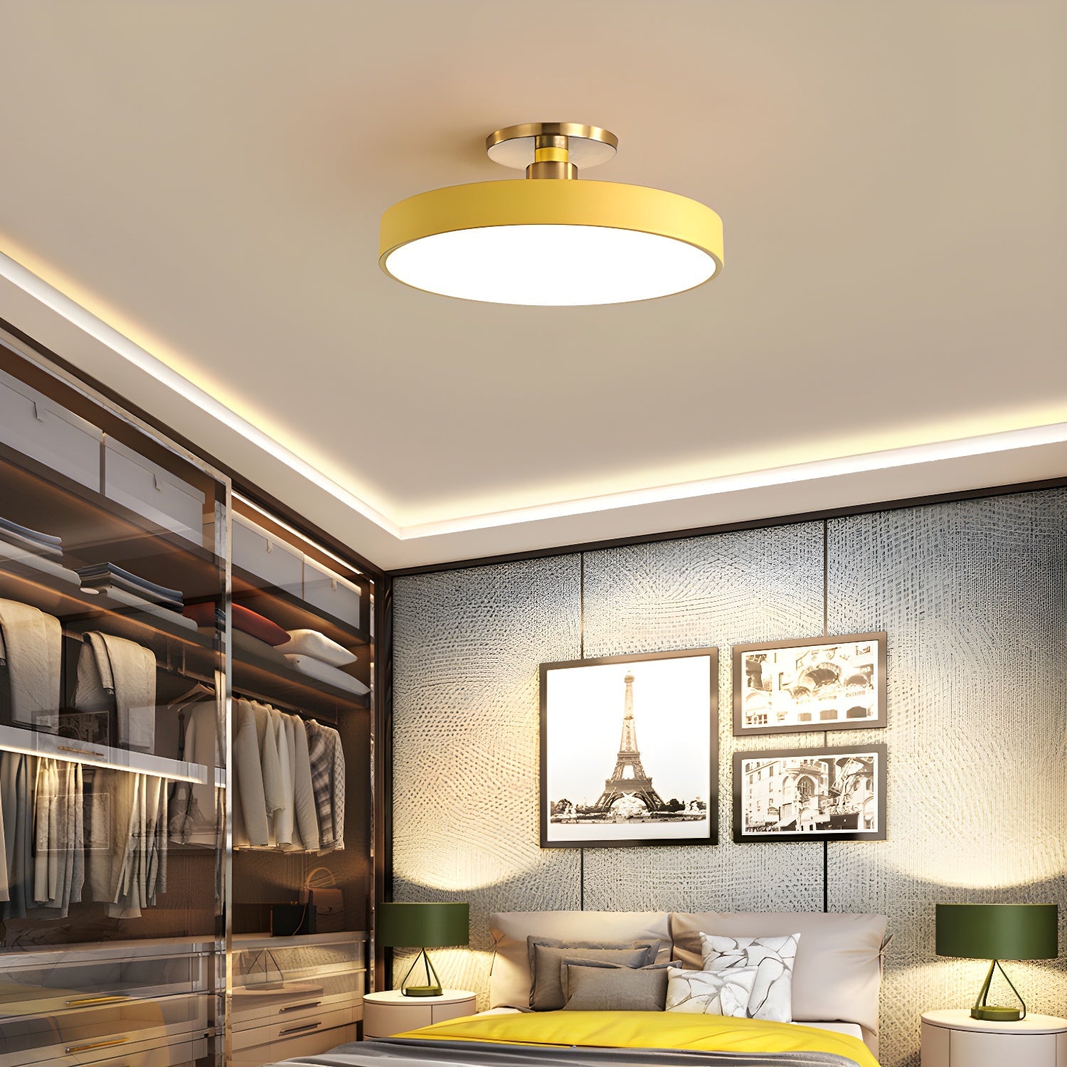 Metal Flush Mount Ceiling Light 11.8 in Warm Ambient Indoor Dining Living Room Office LED | Thomler