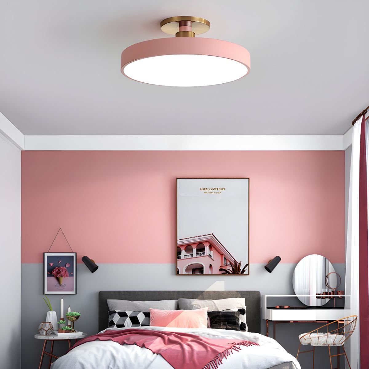 Metal Flush Mount Ceiling Light 11.8 in Warm Ambient Indoor Dining Living Room Office LED | Thomler